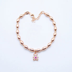 Bracciale ovalini con ciondolo orsetto zirconi   B S5182/CD
