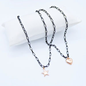 Collana maglia rettangolare grande con ciondolo bombato   PE 041 -  PE 041/BL