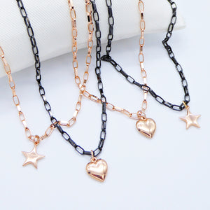 Collana maglia rettangolare grande con ciondolo bombato   PE 041 -  PE 041/BL