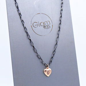 Collana maglia rettangolare grande con ciondolo bombato   PE 041 -  PE 041/BL