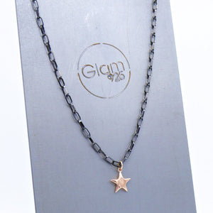 Collana maglia rettangolare grande con ciondolo bombato   PE 041 -  PE 041/BL